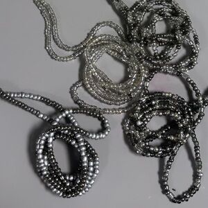 Handmade 39 inch 4pcs Silver Waist Bead set - Elegant Layering waist bead set